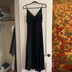 Ankle black silk dress